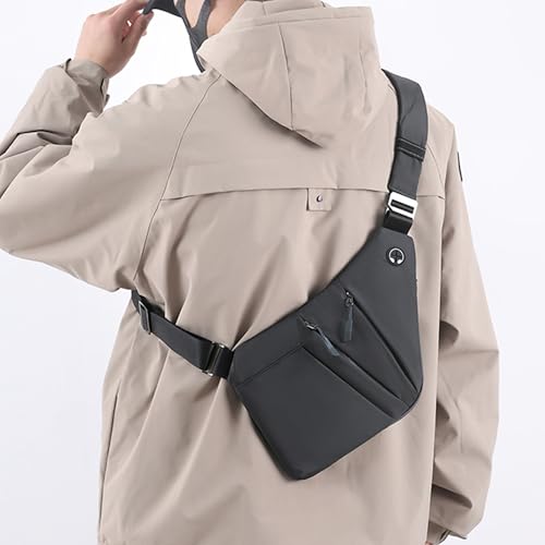 Anti Theft Crossbody Bags for Women Men, Multi-Pocket Shoulder Bag, Slim Sling Bags with 2 RFID Blocking Card - color: Left Shoulder-black