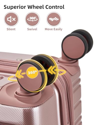 LARVENDER Carry On Luggage 22x14x9 Airline Approved, Suitcases with Wheels - color: Rose Gold-2