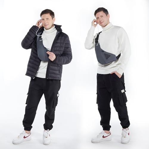 Small Sling Shoulder Crossbody Bag Men Women,Casual Chest Bag - color: Grey
