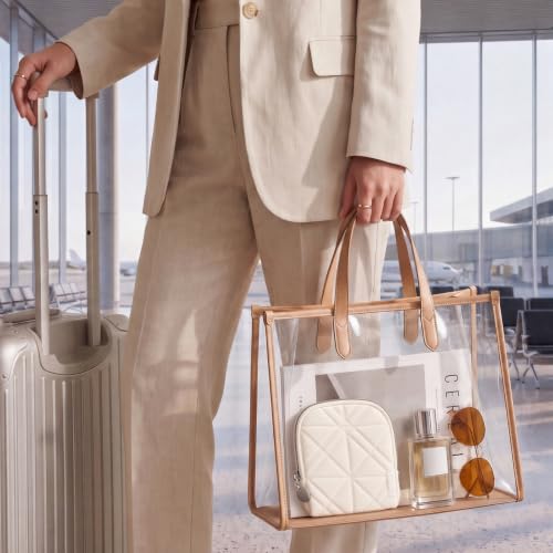TOPEAST Quilted Travel Jewelry Case for Women, Puffer Jewelry Organized Bag - color: Beige-Shell
