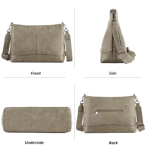 TANTOMI Crossbody Bags for Women Vegan Leather Travel Purses and Handbag - color: Mud Brown