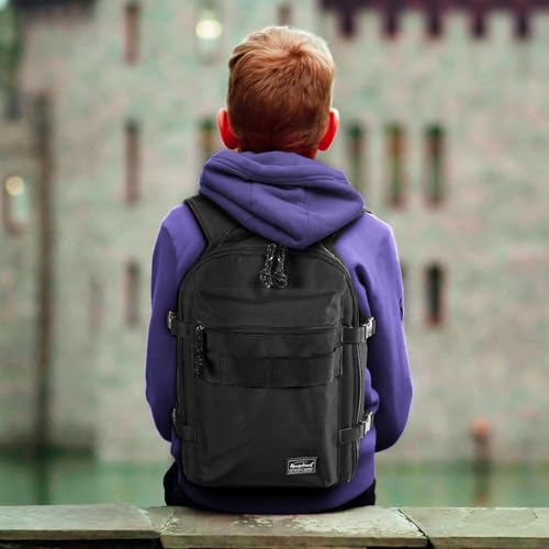 Child's Travel Backpack for Ages 3-6 | Lightweight Suitcase Style Carry-On | 10L Weekender with Tablet Sleeve & Chest Strap | All Black - color: All Black
