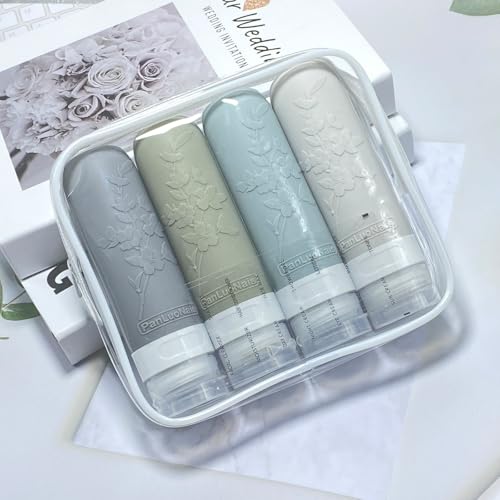 Silicone Travel Bottles for Toiletries, TSA Approved Leak-Proof Toiletry Containers for Airplane & Vacation - color: Gray