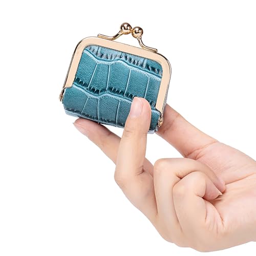 Genuine Leather Mini Jewelry Box for Women, Portable Travel Jewelry Case - color: Storm Blue - 2.5in - Crocdile Pattern