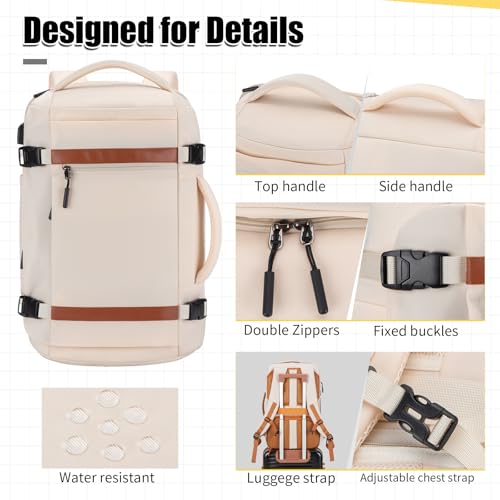 42L Carry On Travel Backpack With 4 Packing Cubes, TSA Friendly - color: Off-white