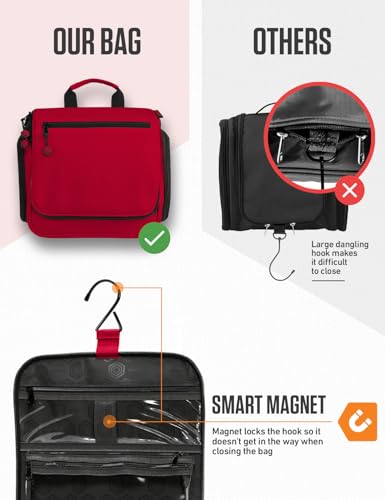 VENTURE 4TH Hanging Travel Toiletry Bag, 18 Compartments - Red - color: Red
