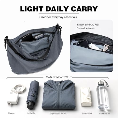 Lightweight Foldable Nylon Crossbody Bag,Compact Polyester Packable Tote,Collapsible Handbag for Travel,Gym,Shopping