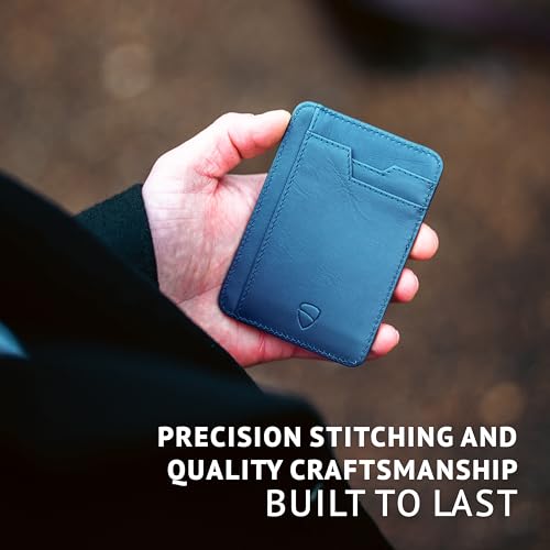 Vaultskin BRIXTON Slim Top-Grain Leather Card Wallet with ID Window, RFID - color: Royal Blue