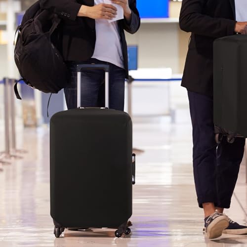 HYPER VENTURE Suitcase Cover Set 2 Pieces Fits 23-30 Inch Luggage, M/L | Washable Elastic spandex Fabric, Anti-scratch & Dustproof, Carry on Cover Tsa Approved, Black-2pcs - size: M&L