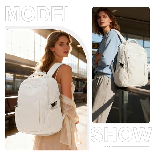 suwasp Large Travel Backpack for Women Men Mochila Airline Approved Carry On Personal Item Backpack Bag Frontier Airlines Personal Item Travel Bag Flight Approved Luggage Backpack - White - color: Beige