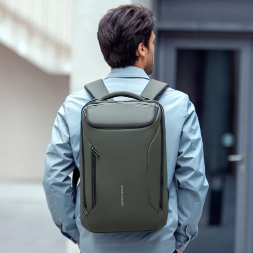 MARK RYDEN Business Backpack for Men, Waterproof High Tech Backpack with Sport Car Shape Design and USB Charging Port, Travel Laptop Backpack Fits 17.3 Inch Notebook - color: Green-3 Pockets