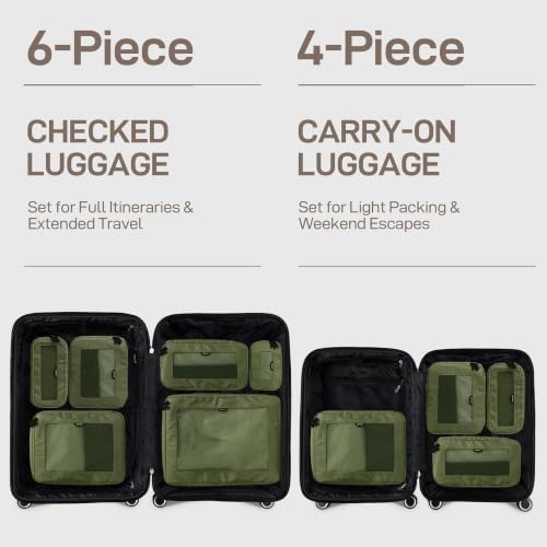 EPICKA TripCozy Compression Packing Cubes, 6 Set, Olive Green - color: Olive Green, size: Set of 6