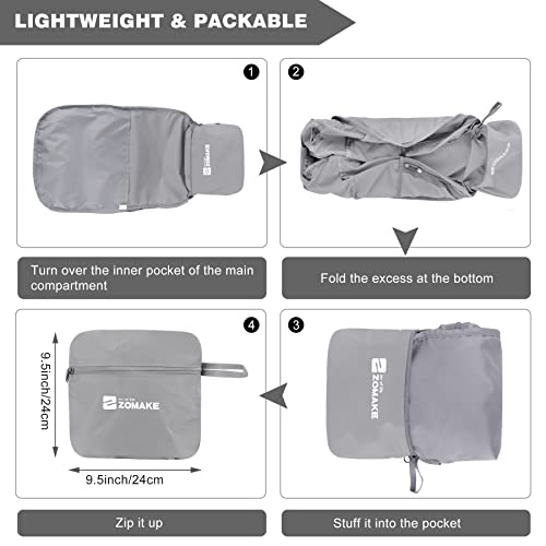 ZOMAKE Lightweight Packable Backpack 35L, Foldable Backpacks Water Resistant Collapsible Light Daypack for Hiking(Silver Grey) - color: Silver Grey B, size: 35L