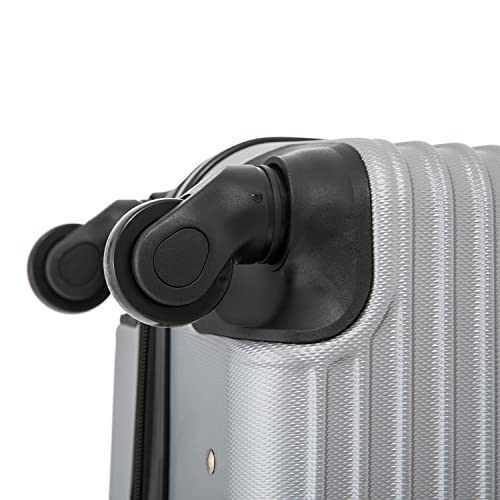 InUSA RESILIENCE Luggage with Spinner Wheels | Durable Lightweight Hardside Suitcase, Spacious Travel Bag with Handle and Trolley | 24-Inch Medium Checked Luggage | Silver - color: Silver, size: 24 Inch
