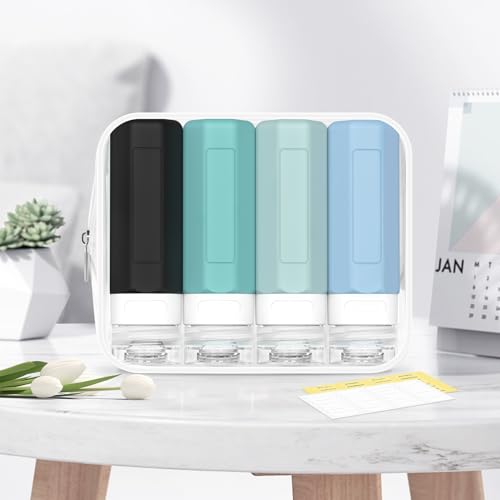 Redfly Travel Bottles for Toiletries 3oz, Silicone Travel Size Containers - color: Gray, size: 4Packs