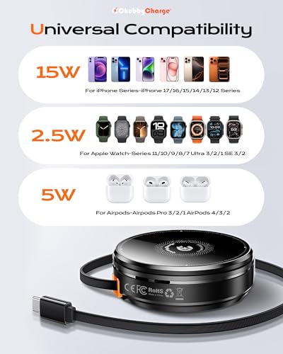 3 in 1 Wireless Charger for iPhone, Watch & AirPods, Sliver