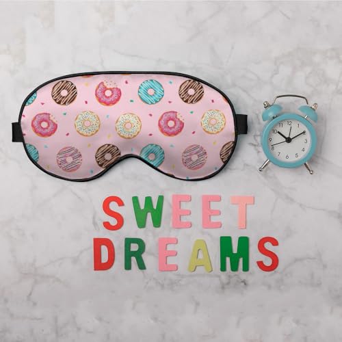 Silk Sweet Donut Sleep Eye Mask Chocolate Candy Food Polka Dot Stars Adjustable Strap for Travel Nap Shift Work Office - color: Sweet Donut