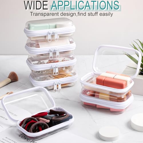 Sanwuta 6 Clear Hard Zipper Case,White,5 X 3 X 2 Inch - color: White, size: 5 x 3 x 2 Inch