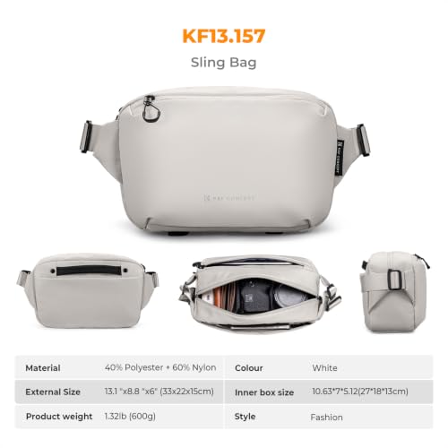K&F CONCEPT 2 in 1 Camera Sling Bag, Everyday Shoulder Bag - color: 11 Off-White Medium