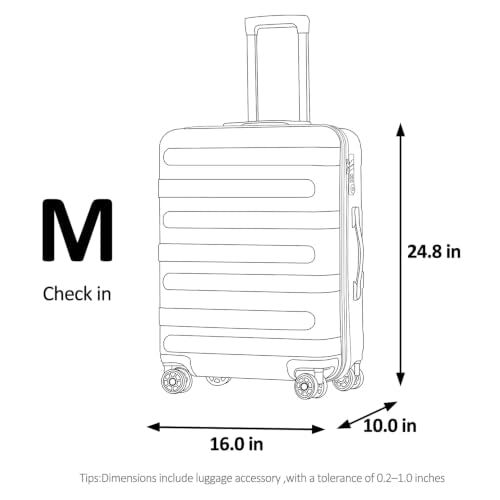Checked 24inch Luggage with Spinner Wheels,Expandable - color: Baby Blue, size: M (24 In)