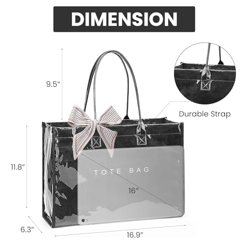Lushandy PVC Tote Bag Women's Waterproof Jelly Beach Bag Work Hobo Handbag - color: Solid-black