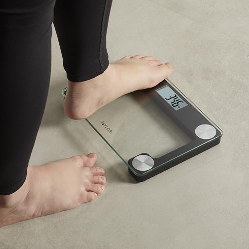 Taylor Compact Travel Scale with Canvas Bag, 9.7x6.7 Glass Platform, 400 lb - color: Clear