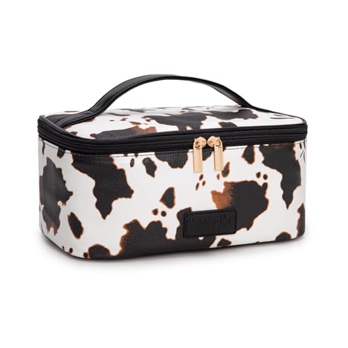Wrangler Travel Makeup Bag 2pcs Set Cosmetic Bag with Makeup Brush Holder - color: Cow-Brown