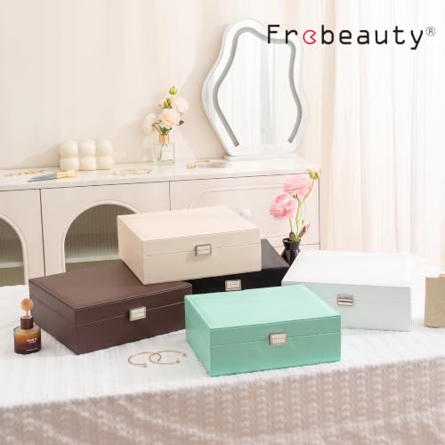 Frebeauty 50 Grid Earring Holder Organizer,2 Layer Jewelry Box for Women - color: Dark Brown