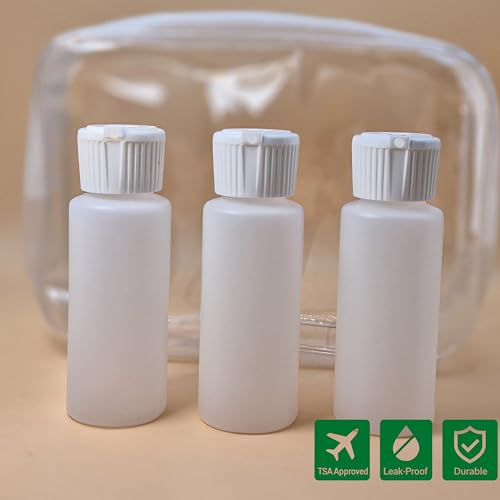 Translucent Squeeze Plastic Bottles with Flip Top Caps, 2 oz,Set of 3