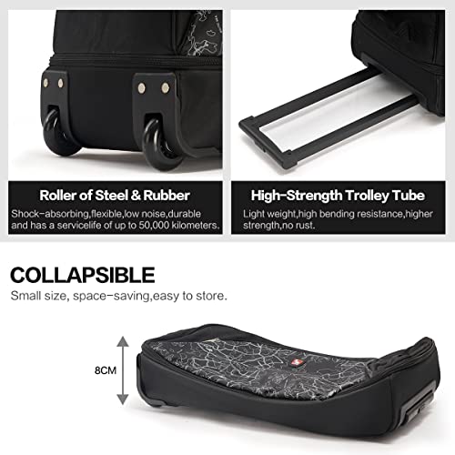 OIWAS Rolling Duffle Bag with Wheels, 22 inch Carry On Bag for Travel - color: Light Black