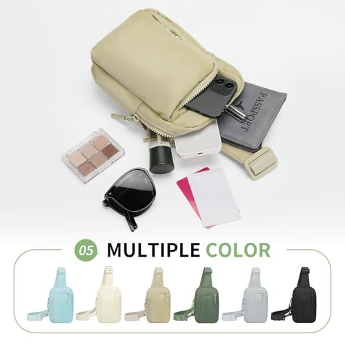 Mini Sling Bag for Men Women Fits for 6.3" Phone, Khaki - color: 2 Pocket-khaki