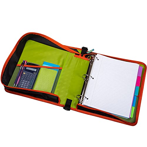 Case-It Monsters The Sidekick Zipper Binder, 5 - Color Tabbed Expanding File, Aqua - color: Black /Multi, size: 1 Pack