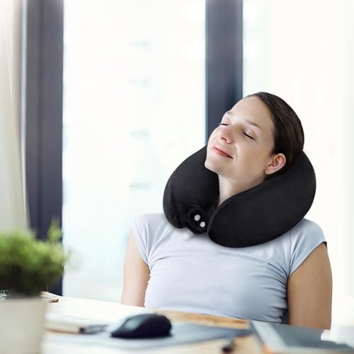 Neck Pillow Airplane Memory Foam Travel Pillows Black - color: Black
