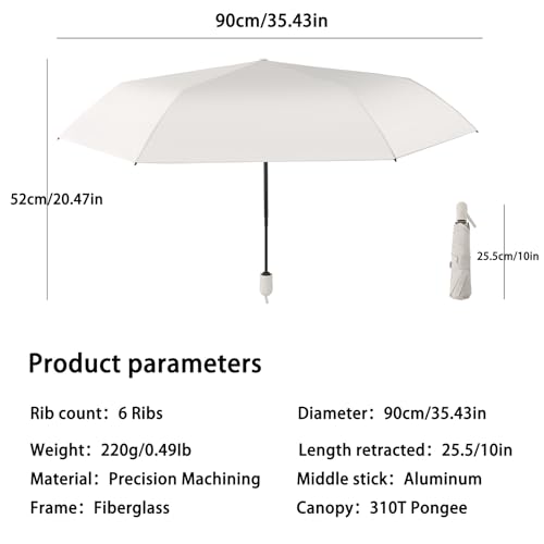 Compact Sun Umbrella, UPF 50+ UV Protection - color: Black