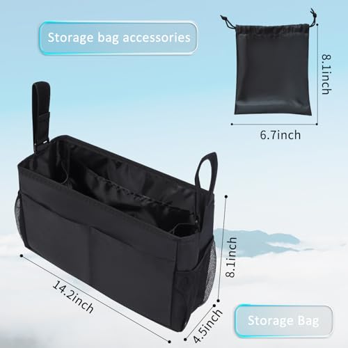 Airplane Seat Back Organizer, Airplane Tray Table Cover with Pockets,Black
