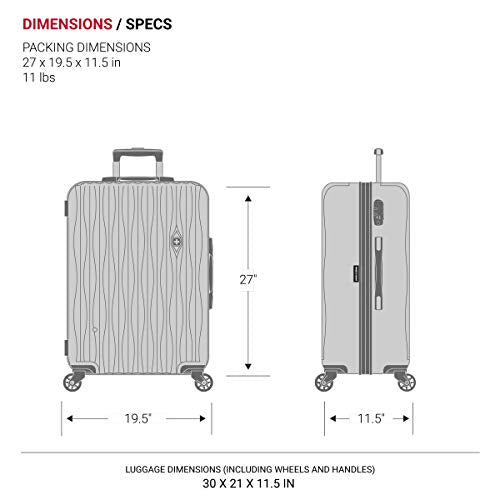 SwissGear 7272 Energie Expandable Hardside Luggage with Spinner Wheels and TSA Lock, White, Checked-Large 27-Inch - color: White, size: Checked-Large 27-Inch