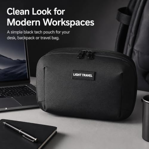 Travel Tech Organizer Bag, Water-Resistant Electronics Carrying Case, Black