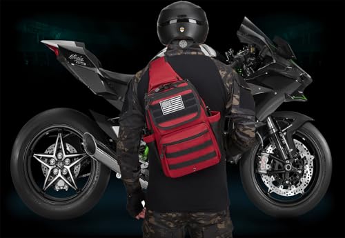 Tactical Sling Crossbody Bag Holster Shoulder Backpack 15L - color: Red
