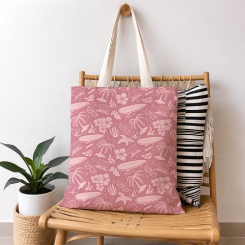 Summer Canvas Tote Bag, Botanical Wildlife Reusable Shoulder Bag, Carryall for Beach Shopping Travel Commute - color: Travel 01
