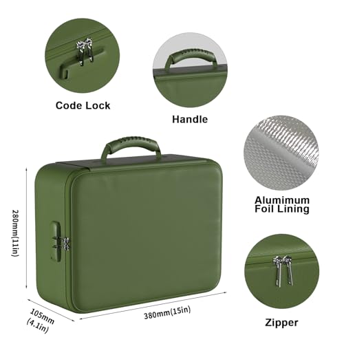 DocSafe 5200°F Fireproof Document Organizer Box with Lock, Green (Soft) - color: Green, size: 15"x11"x4.1"
