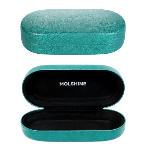 molshine Hard Shell Sunglasses Case, Classic Large Glasses Case for Women Men, Sunglass Eyeglasses - color: Cyan