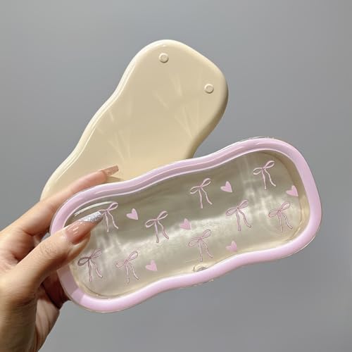 Glasses Case Hard Shell, Clear Eyeglass Case, Cute Holder for Sunglasses and Reading Glasses - color: Pink Bow
