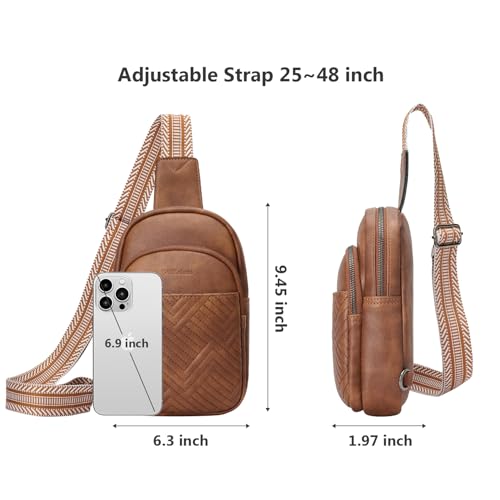 Leather Crossbody Bags for Women Small Anti Theft Sling Purse - color: Brown