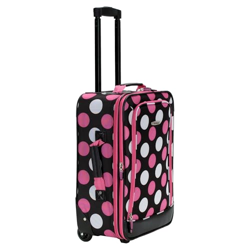 Rockland Fashion Softside 2 Piece Luggage Set, Expandable, (14" Tote/19" Upright), Multi Pink Dot - color: Multi Pink Dot, size: 2 Piece (19"/14" Tote)