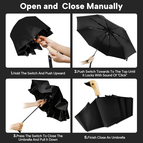 Cute Duck Umbrella Travel Size Compact Umbrella Rain Sun for Girls Gift - color: 08. UV-Black