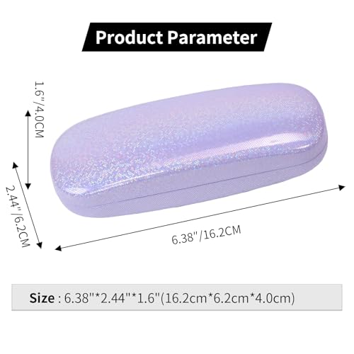 PERFECTSIGHT Hard Shell Eyeglasses Case, Kawaii Protective Glasses Case for Kids, Cute Eyeglass Case for Women Men Girls - color: Purple Bling