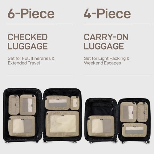 EPICKA TripCozy Compression Packing Cubes, 6 Set, Khaki - color: Khaki, size: Set of 6