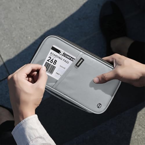 VanFn RFID Travel Passport Wallet, Family Passport Holder, Trip Document Organizer P.Travel Series - color: Light Gray