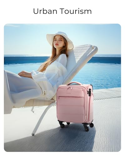 BAGSMART Softside Underseat Personal Item Suitcase with Wheels, Purple - color: Purple, size: 16-inch