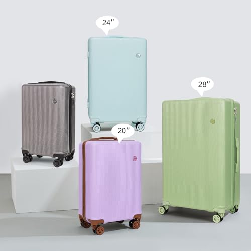 Luggage Sets 3 Piece (20/24/28 inch)-Carry On Suitcase-Suitcase With Wheels-PC+ABS - Hardside Spinner Travel Luggage, Black, 8 Pcs Set, Hardside Luggage Sets With Spinner Wheels (PURPLE) - color: PURPLE